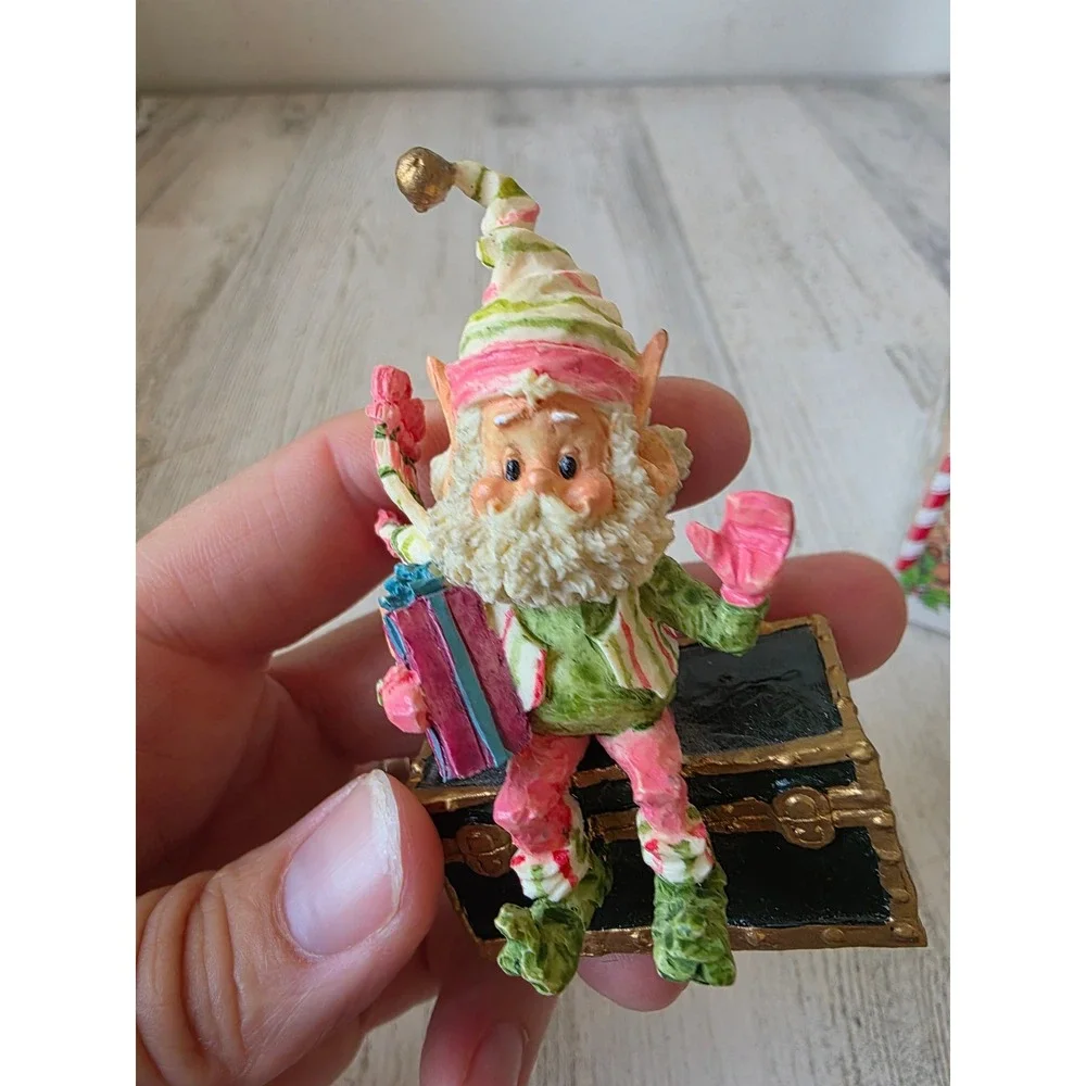 Enesco sandi ziminicki dapper elf North Pole village luggage presents Xmas